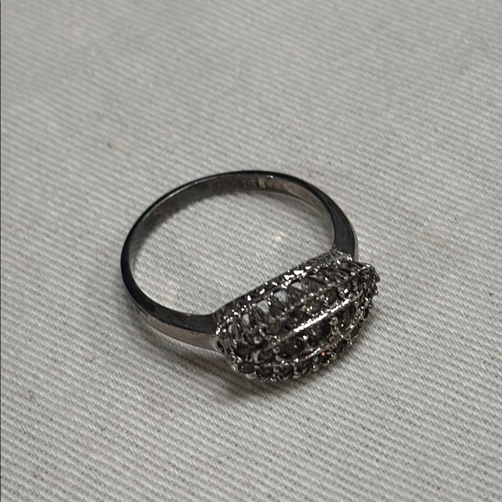 Large fashion ring CZ cluster vintage design.